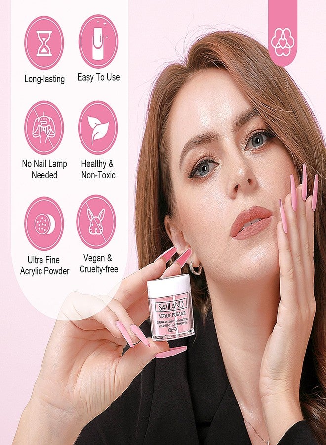 SAVILAND Acrylic Nail Kit Starter Set: Acrylic Nail Kit for Beginners with Everything White Pink Clear Acrylics Powder and Liquid Set #8/10/14 Nail Brush Forms Manicure Tools Home Nail Salon DIY - Image 4